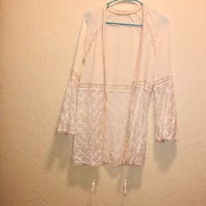 Cream colored, lace, Boho kimono